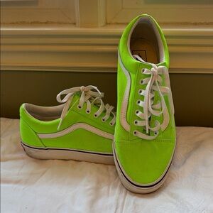 Vans Neon Green and White Sneakers